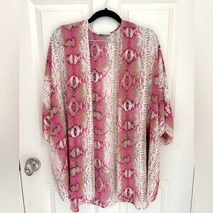 Lavish python print swim cover up kimono top